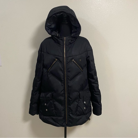 Diesel Parka Women’s Size Medium Black Quilted Down Hooded Parka Jacket - Picture 1 of 17